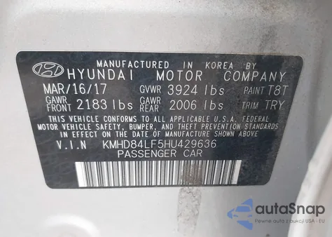 2017 Hyundai Elantra Value Edition z USA, uszkodzony, nr VIN KMHD84LF5HU429636